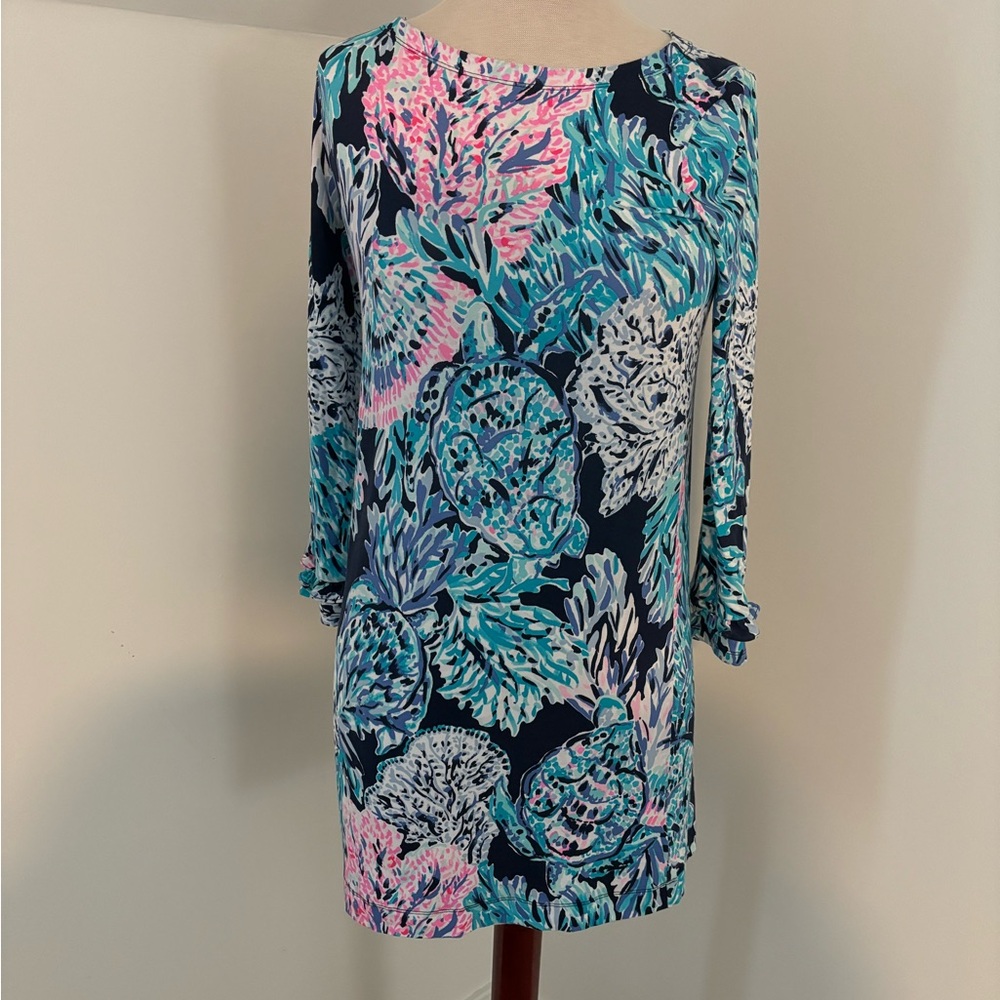 Girls Size XL (12-14) Lilly Pulitzer Rayon Spandex Dress w/Ruffle sleeve detail
